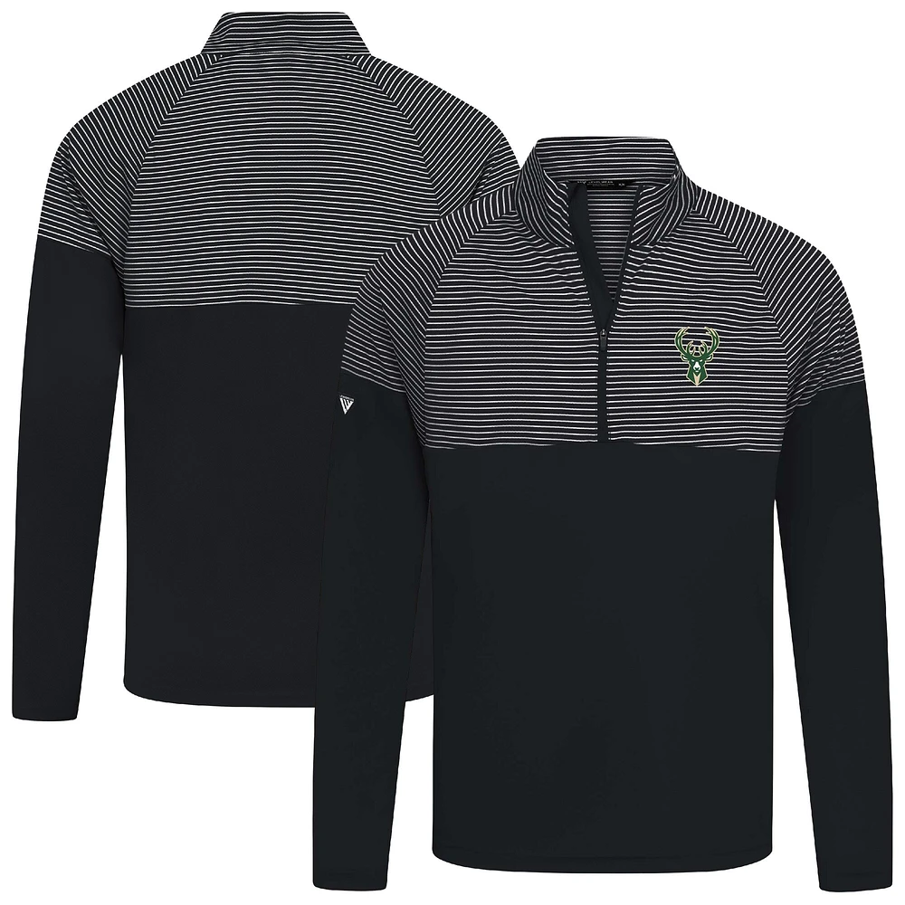 Haut à glissière quart de tour noir rayures classiques des Milwaukee Bucks pour homme Levelwear