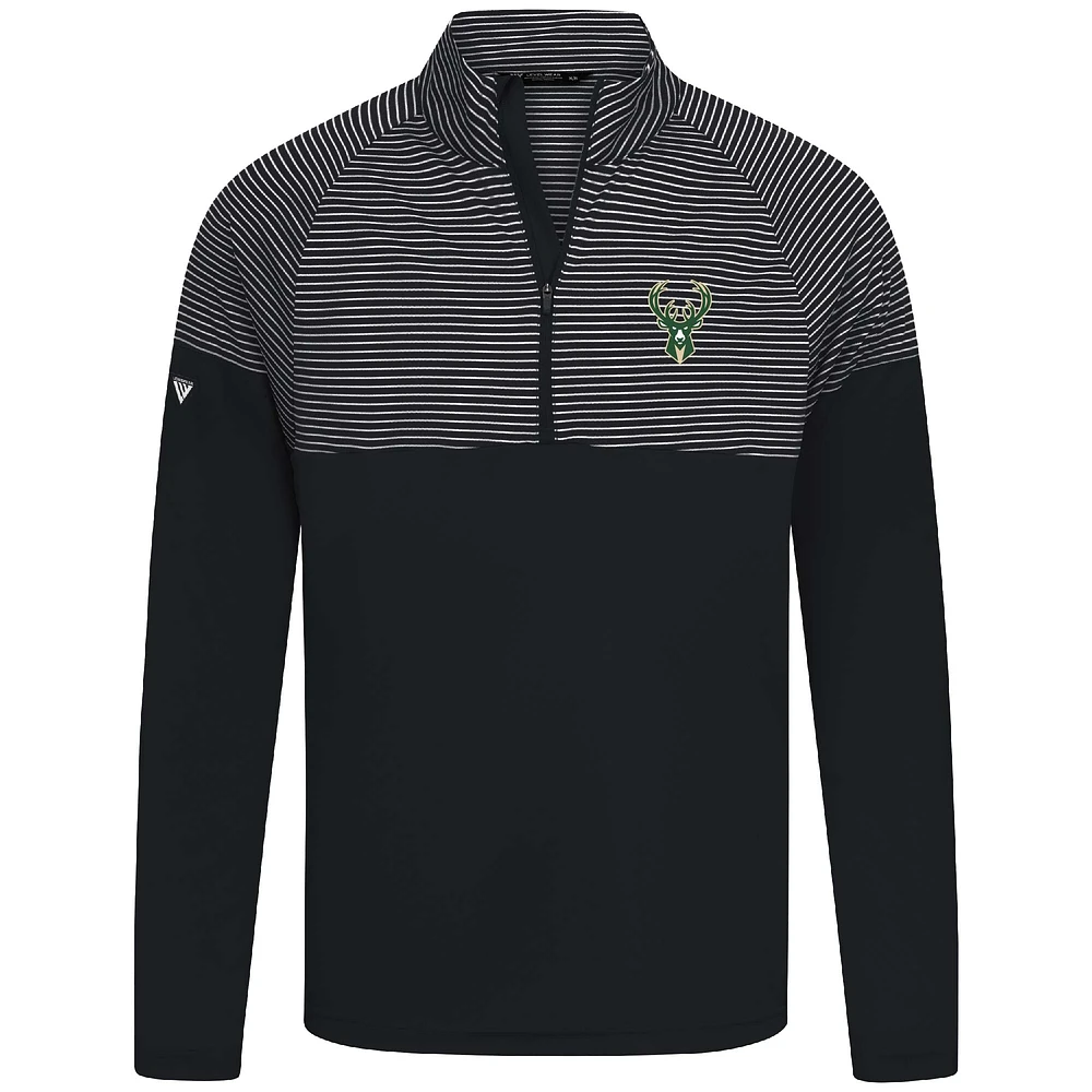 Haut à glissière quart de tour noir rayures classiques des Milwaukee Bucks pour homme Levelwear