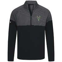 Haut à glissière quart de tour noir rayures classiques des Milwaukee Bucks pour homme Levelwear