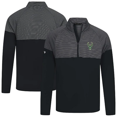 Haut à glissière quart de tour noir rayures classiques des Milwaukee Bucks pour homme Levelwear