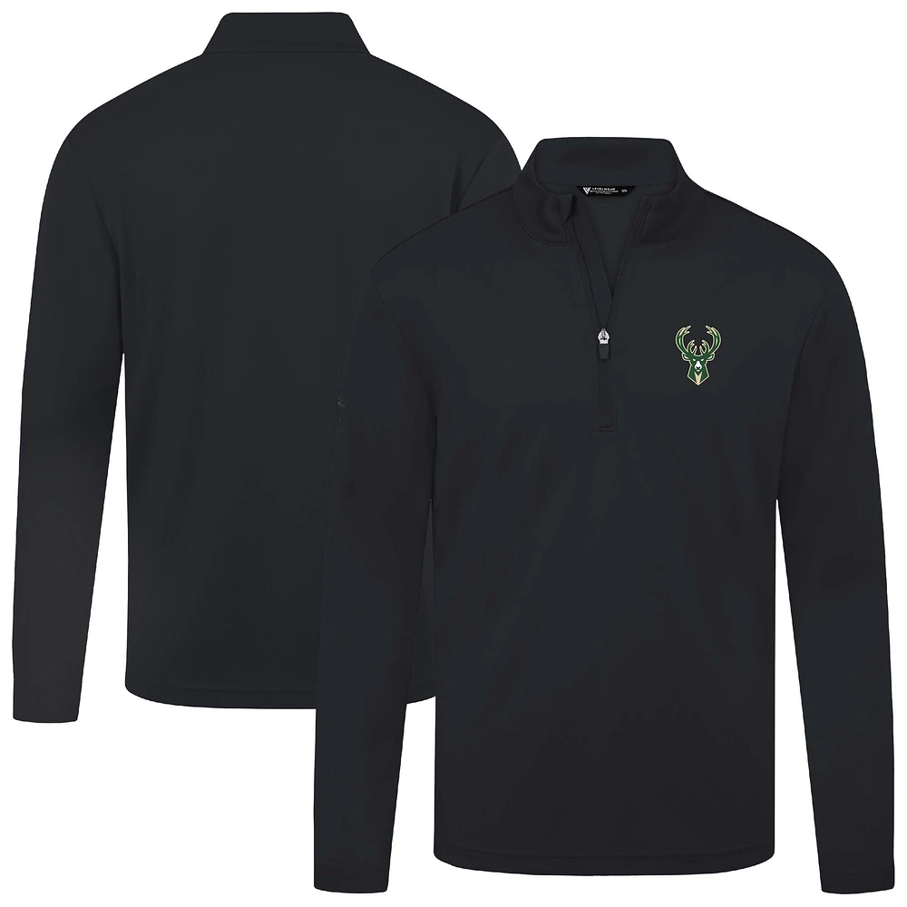 Men's Levelwear Black Milwaukee Bucks Heron Quarter-Zip Top