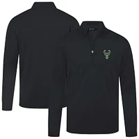 Men's Levelwear Black Milwaukee Bucks Heron Quarter-Zip Top