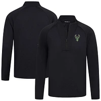 Men's Levelwear Black Milwaukee Bucks Volley Quarter-Zip Top