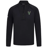 Men's Levelwear Black Milwaukee Bucks Volley Quarter-Zip Top