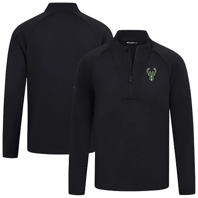 Men's Levelwear Black Milwaukee Bucks Volley Quarter-Zip Top