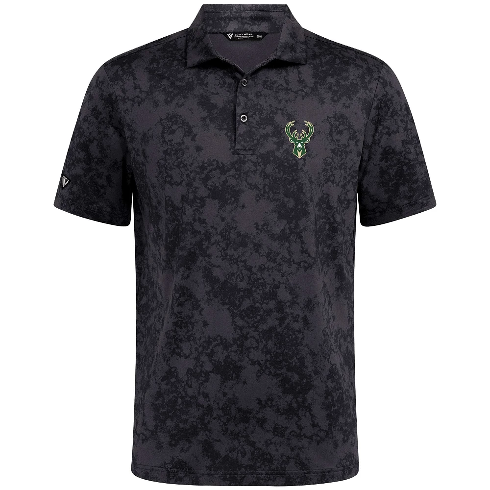 Men's Levelwear Black Milwaukee Bucks Whisper Polo