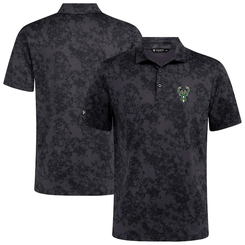 Men's Levelwear Black Milwaukee Bucks Whisper Polo