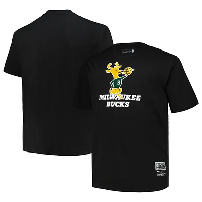 Men's Mitchell & Ness Black Milwaukee Bucks Big Tall Hardwood Classics Vintage Logo T-Shirt