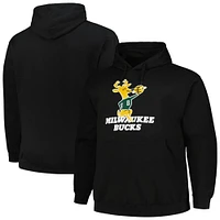 Men's Mitchell & Ness Black Milwaukee Bucks Hardwood Classics Big Tall Pullover Hoodie