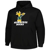 Men's Mitchell & Ness Black Milwaukee Bucks Hardwood Classics Big Tall Pullover Hoodie