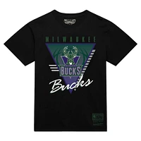 Men's Mitchell & Ness  Black Milwaukee Bucks Worldwide Collection Tri-Logo T-Shirt