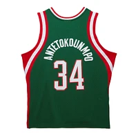 Maillot Swingman Mitchell & Ness Giannis Antetokounmpo Hunter Green Milwaukee Bucks 2013/14 Hardwood Classics pour hommes