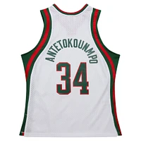 Men's Mitchell & Ness Giannis Antetokounmpo White Milwaukee Bucks 2013/14 Hardwood Classics Swingman Jersey