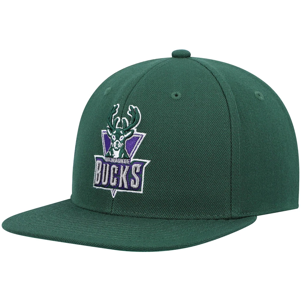 Casquette Snapback Milwaukee Bucks Hardwood Classics Team Ground 2.0 verte Mitchell & Ness pour homme