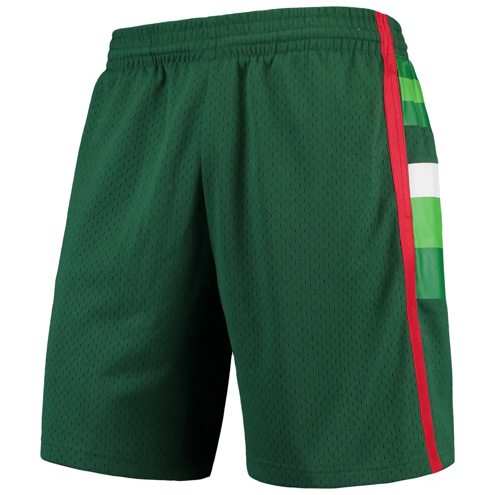 Men's Mitchell & Ness Green Milwaukee Bucks Hardwood Classics Team Swingman Shorts