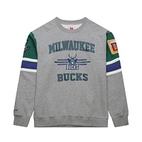 Sweat-shirt à capuche All Over 4.0 gris chiné pour homme Milwaukee Bucks de Mitchell & Ness