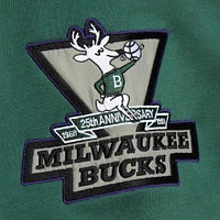 Men's Mitchell & Ness Heather Gray Milwaukee Bucks Hardwood Classics All Over 4.0 Pullover Sweatshirt