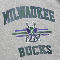 Sweat-shirt à capuche All Over 4.0 gris chiné pour homme Milwaukee Bucks de Mitchell & Ness