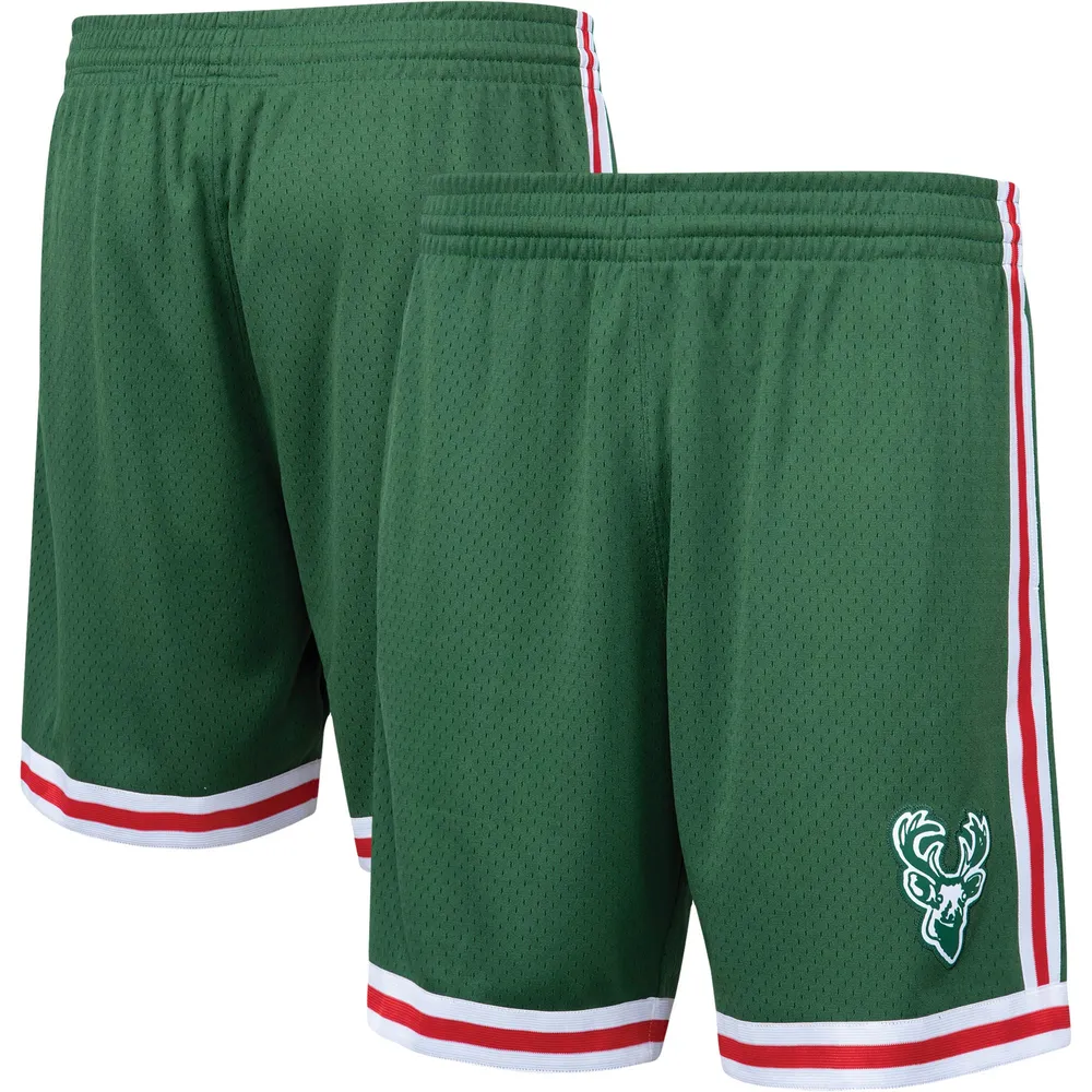 Men's Mitchell & Ness Green Milwaukee Bucks Hardwood Classics Team Swingman Shorts