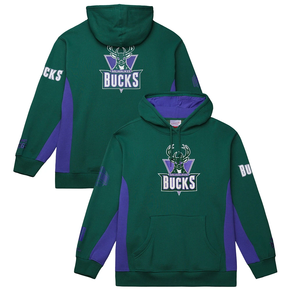 Sweat à capuche en polaire Mitchell & Ness Hunter Green Milwaukee Bucks Hardwood Classics Team Origins pour homme