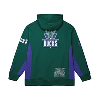 Sweat à capuche en polaire Mitchell & Ness Hunter Green Milwaukee Bucks Hardwood Classics Team Origins pour homme