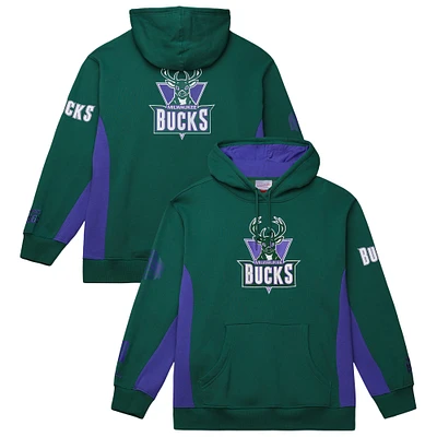 Sweat à capuche en polaire Mitchell & Ness Hunter Green Milwaukee Bucks Hardwood Classics Team Origins pour homme