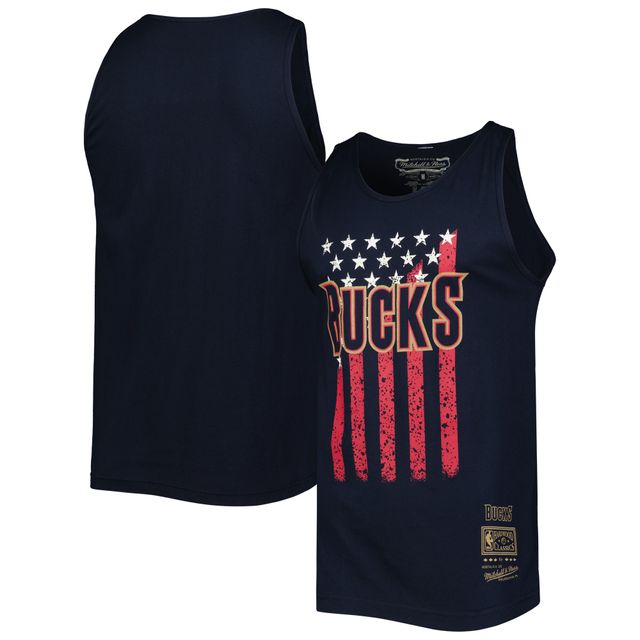 Débardeur pour homme Milwaukee Bucks Hardwood Classics Americana Stars and Stripes bleu marine Mitchell & Ness