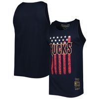 Men's Mitchell & Ness Navy Milwaukee Bucks Hardwood Classics Americana Stars and Stripes Tank Top