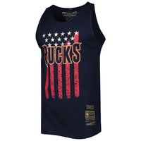 Men's Mitchell & Ness Navy Milwaukee Bucks Hardwood Classics Americana Stars and Stripes Tank Top