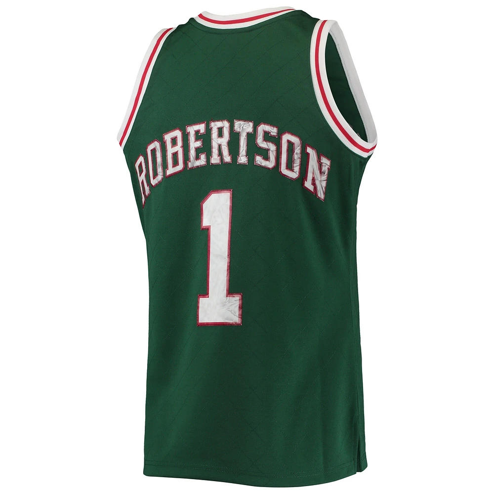 Men's Mitchell & Ness Oscar Robertson Green Milwaukee Bucks 1996/97 Hardwood Classics NBA 75th Anniversary Diamond Swingman Jersey