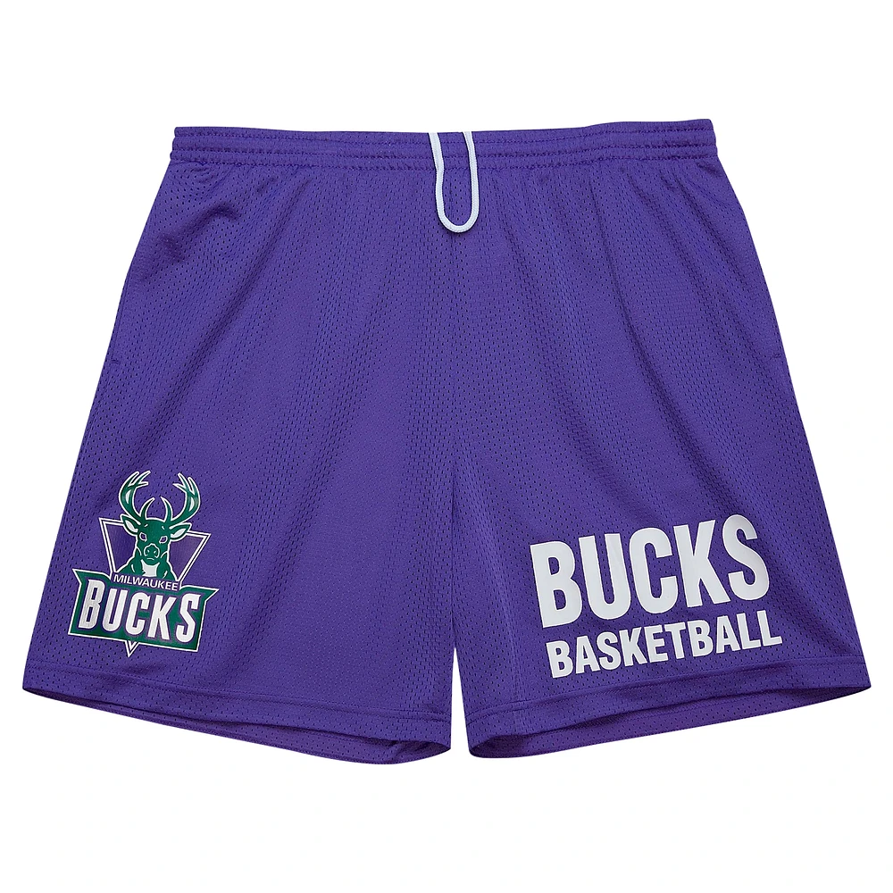 Short en maille violet Mitchell & Ness Milwaukee Bucks Hardwood Classics Gameday pour hommes