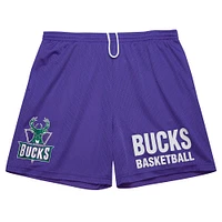 Men's Mitchell & Ness Purple Milwaukee Bucks Hardwood Classics Gameday Mesh Shorts