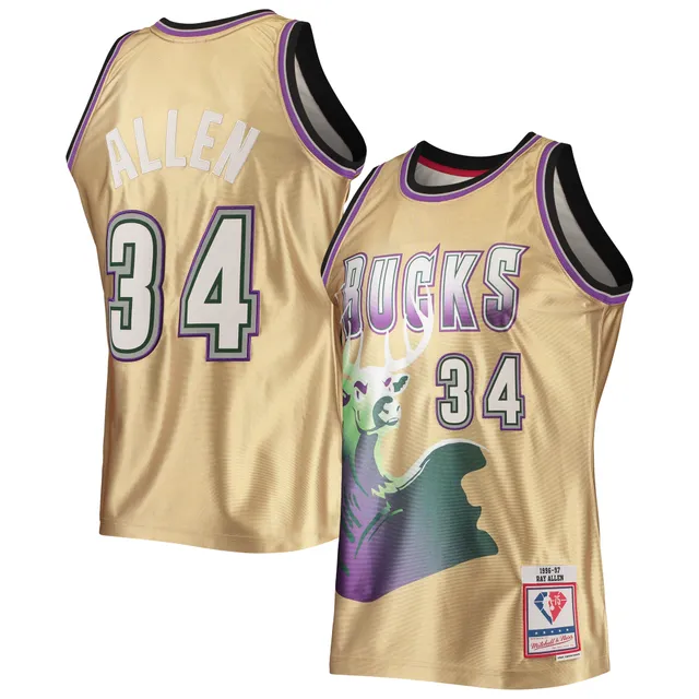 Milwaukee Bucks Ray Allen 1996 Hardwood Classics Road Swingman Jersey By  Mitchell & Ness - Dark Green - Mens