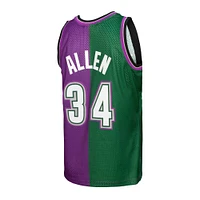 Maillot Mitchell & Ness Ray Allen vert/violet Milwaukee Bucks Hardwood Classics 1996/97 Split Swingman pour hommes