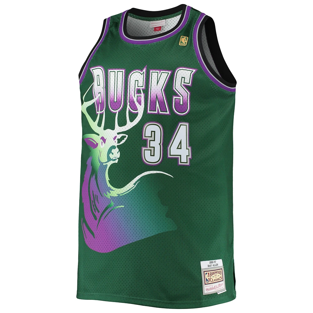 Milwaukee Bucks Big & Tall 1996/97 Hardwood Classics Swingman Maillot Homme Mitchell Ness Ray Allen Vert Chasseur