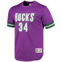 Men's Mitchell & Ness Ray Allen Purple Milwaukee Bucks 2000 Mesh Name Number T-Shirt