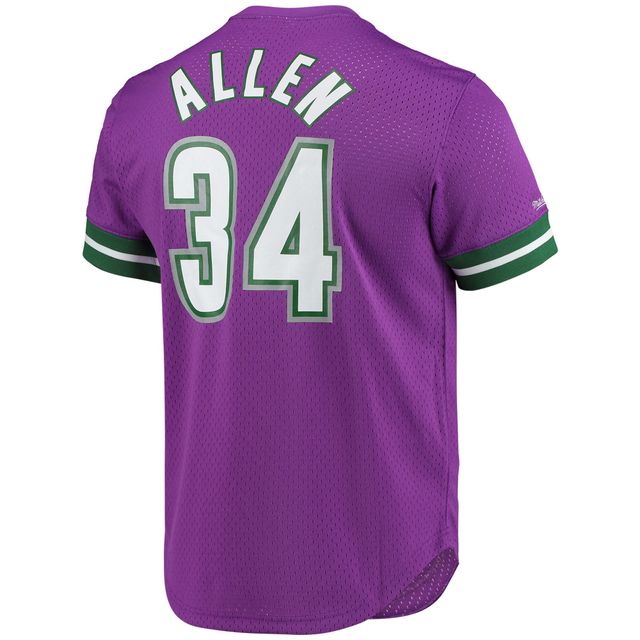 T-shirt violet avec nom et numéro en maille Mitchell & Ness Ray Allen Milwaukee Bucks 2000 pour hommes