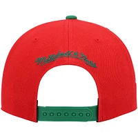 Men's Mitchell & Ness Red/Green Milwaukee Bucks Hardwood Classics Snapback Hat