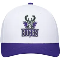 Men's Mitchell & Ness White/Purple Milwaukee Bucks Hardwood Classics Core 2-Tone 2.0 Pro Snapback Hat