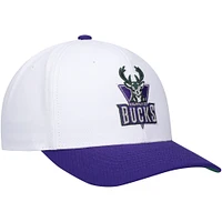 Men's Mitchell & Ness White/Purple Milwaukee Bucks Hardwood Classics Core 2-Tone 2.0 Pro Snapback Hat