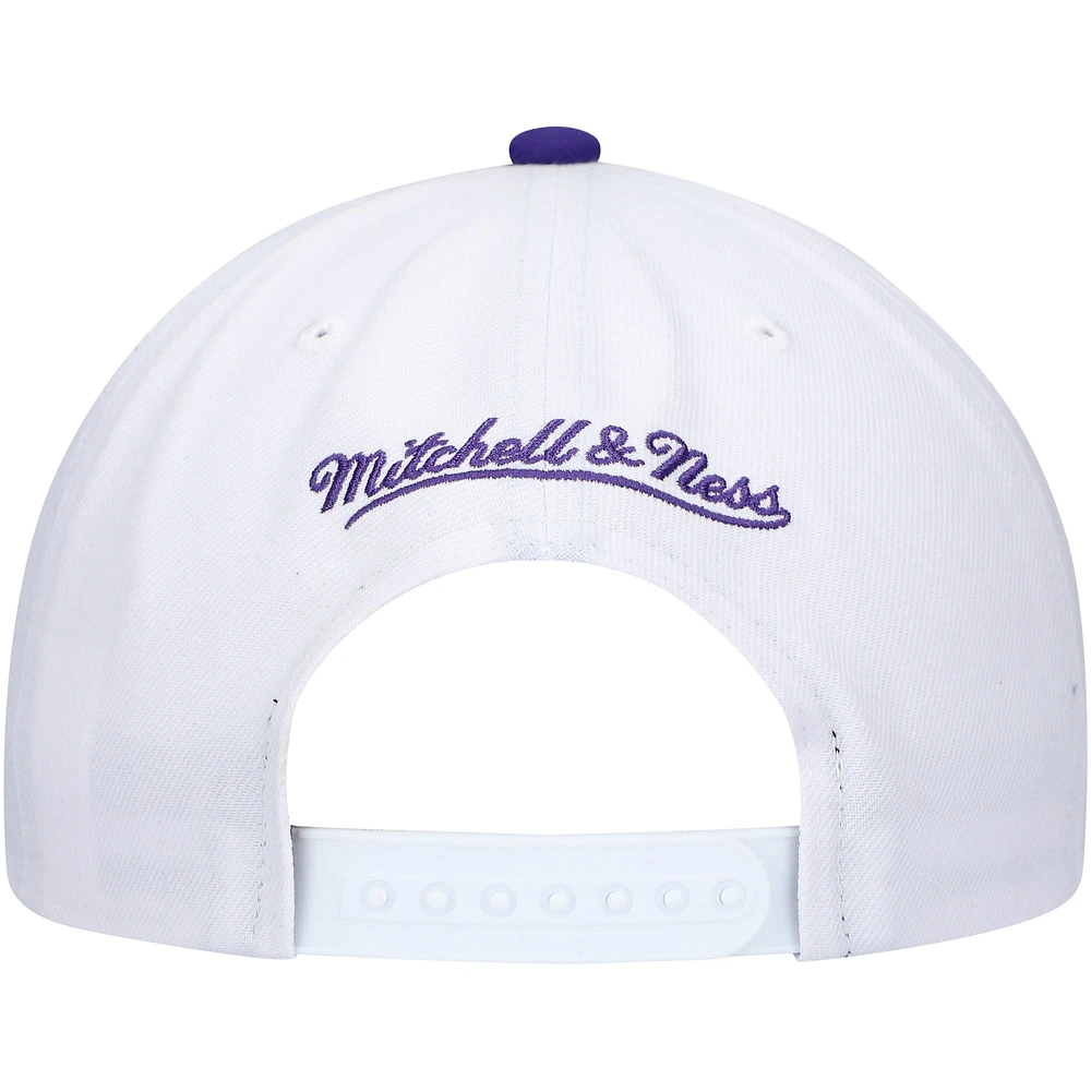 Men's Mitchell & Ness White/Purple Milwaukee Bucks Hardwood Classics Core 2-Tone 2.0 Pro Snapback Hat
