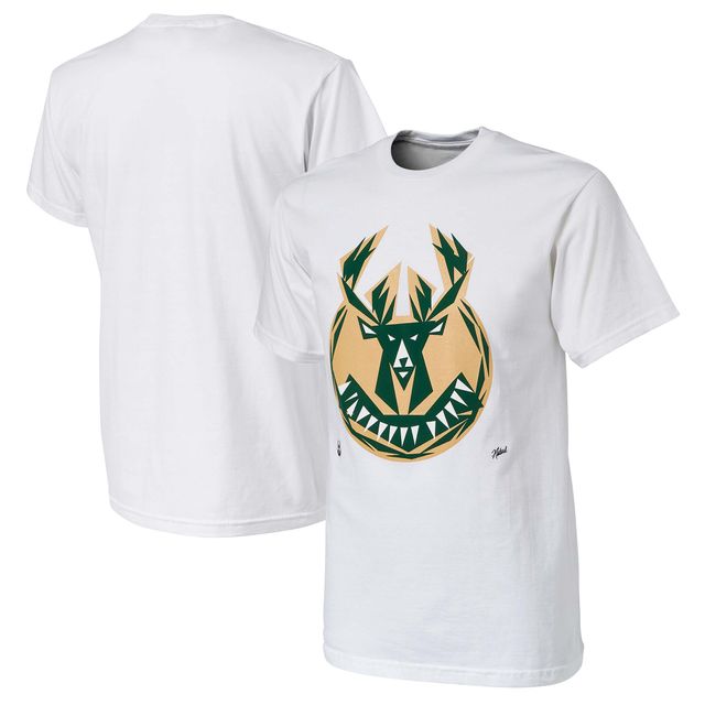 T-shirt sans identification de l'appelant NBA x Milwaukee Bucks pour homme, blanc naturel