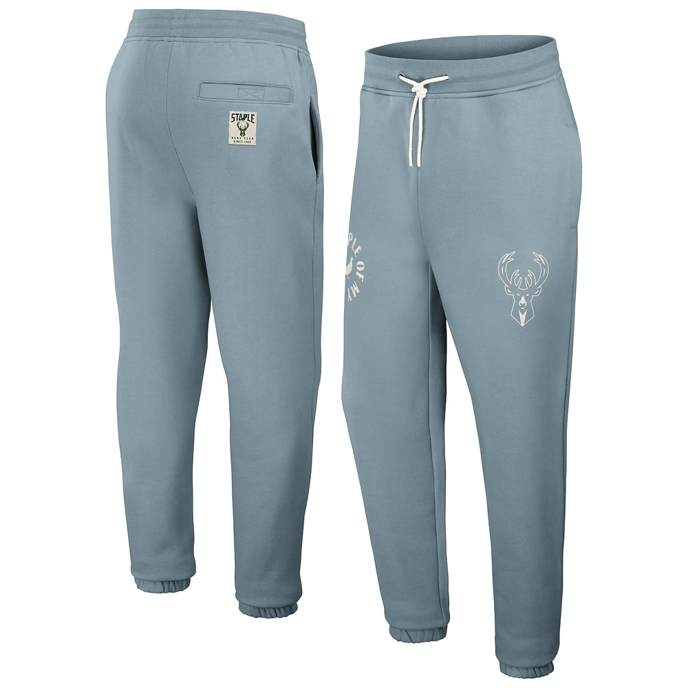 Pantalon de survêtement en peluche Pigeon NBA x Staple Mint Milwaukee Bucks pour hommes