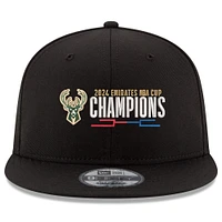 Casquette ajustable à visière arrière 9FIFTY Milwaukee Bucks 2024 NBA Cup Champions New Era noire pour homme