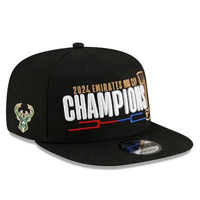 Casquette ajustable à pression 9FIFTY pour hommes Milwaukee Bucks 2024 NBA Cup Champions Locker Room New Era noire