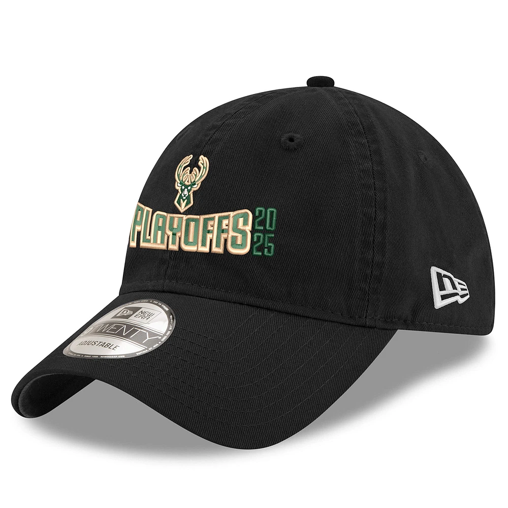 Men's New Era Black Milwaukee Bucks 2025 NBA Playoffs 9TWENTY Adjustable Hat