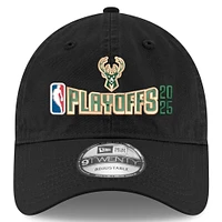 Men's New Era Black Milwaukee Bucks 2025 NBA Playoffs 9TWENTY Adjustable Hat