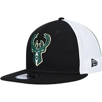 Men's New Era Black Milwaukee Bucks Pop Panels 9FIFTY Snapback Hat