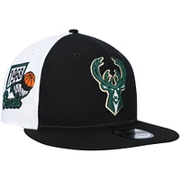 Men's New Era Black Milwaukee Bucks Pop Panels 9FIFTY Snapback Hat