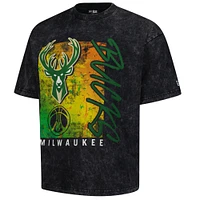 T-shirt délavé enzymatique Milwaukee Bucks Sport Classics de New Era pour homme, noir